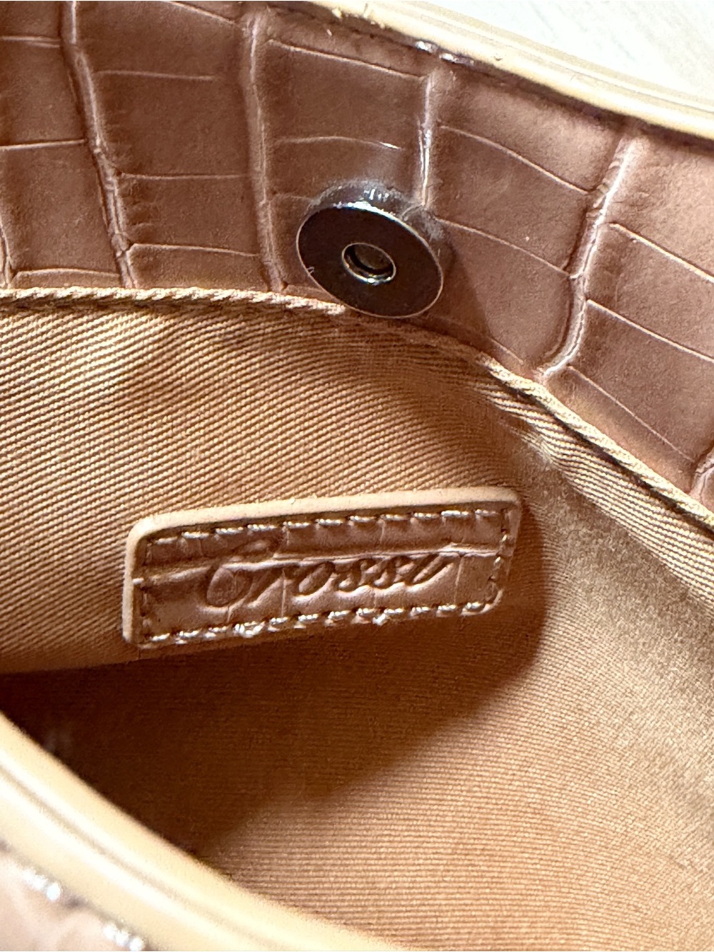 Y2K style light tan faux crocodile Shoulder Bag minimalist European summer - Picture 6 of 7